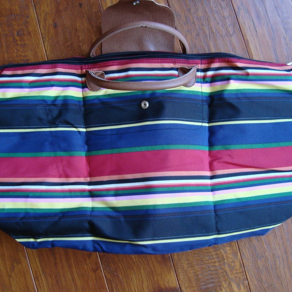 New Joann Marie Designs Fold-up Shopper Weekender Bag Travel Tote Purse Stripes
